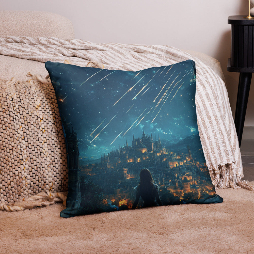 City of Falling Stars Pillow | 22"x22" Oversized Fantasy Throw Pillow - Milady's Mythical Market