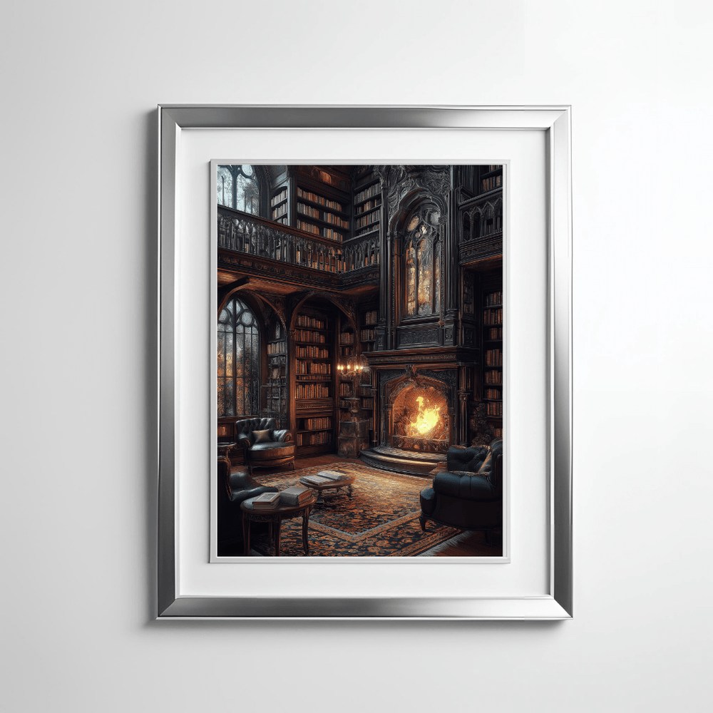 Enchanted Library Retreat Luster Poster - Milady's Mythical Market
