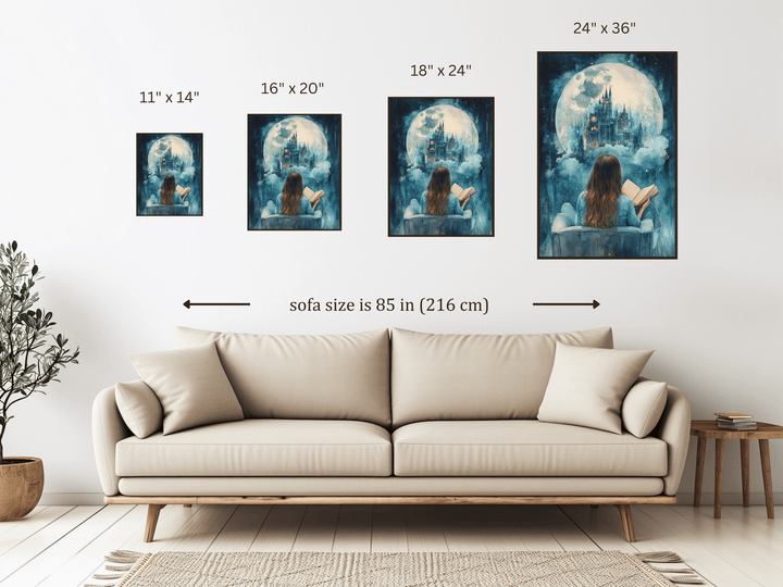 Moonlight Readers Society Poster, Reading Nook Decor for Bookish Girls - Milady's Mythical Market