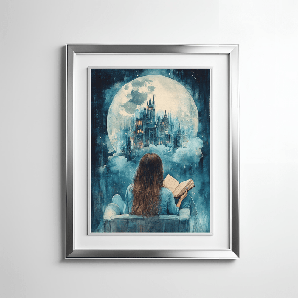 Moonlight Readers Society Poster, Reading Nook Decor for Bookish Girls - Milady's Mythical Market