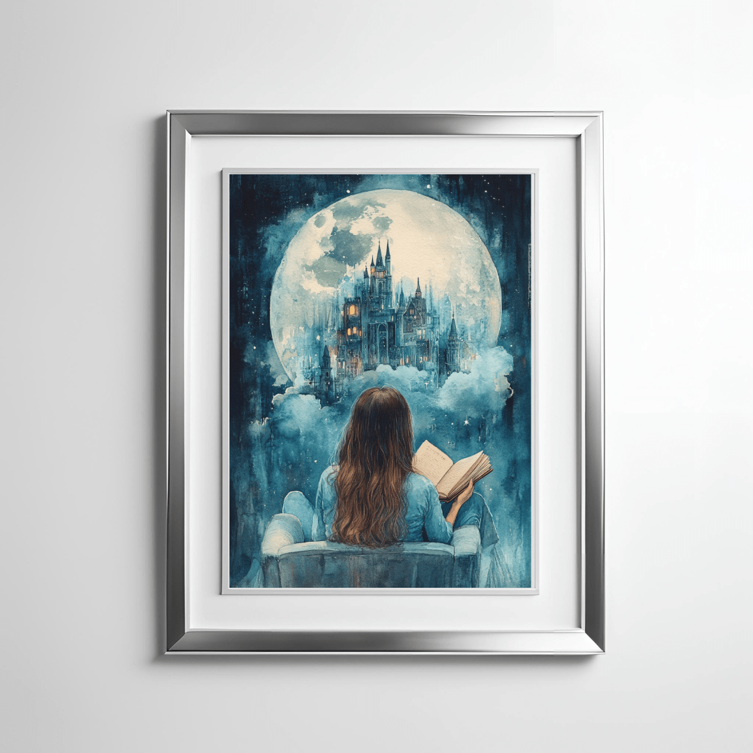 Moonlight Readers Society Poster, Reading Nook Decor for Bookish Girls - Milady's Mythical Market