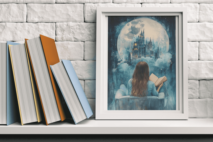 Moonlight Readers Society Poster, Reading Nook Decor for Bookish Girls - Milady's Mythical Market