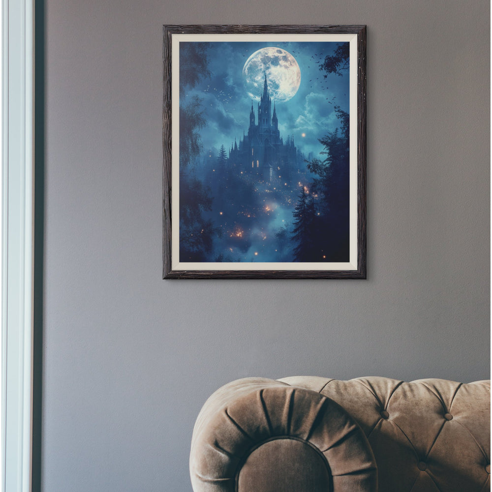 Moonlit Mystical Castle Premium Luster Poster - Milady's Mythical Market