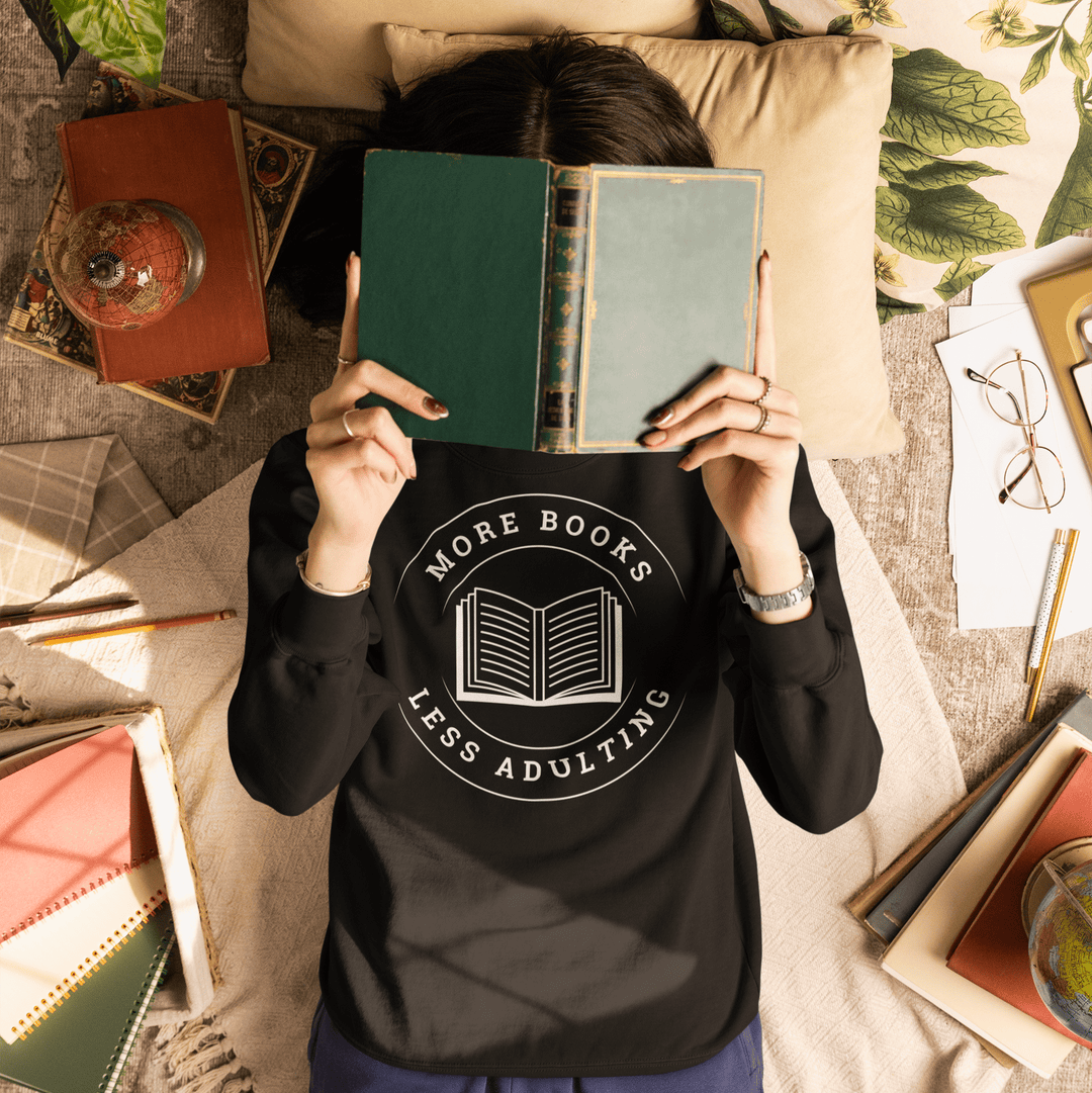 More Books Less Adulting Crewneck Sweatshirt - Read Til Dawn