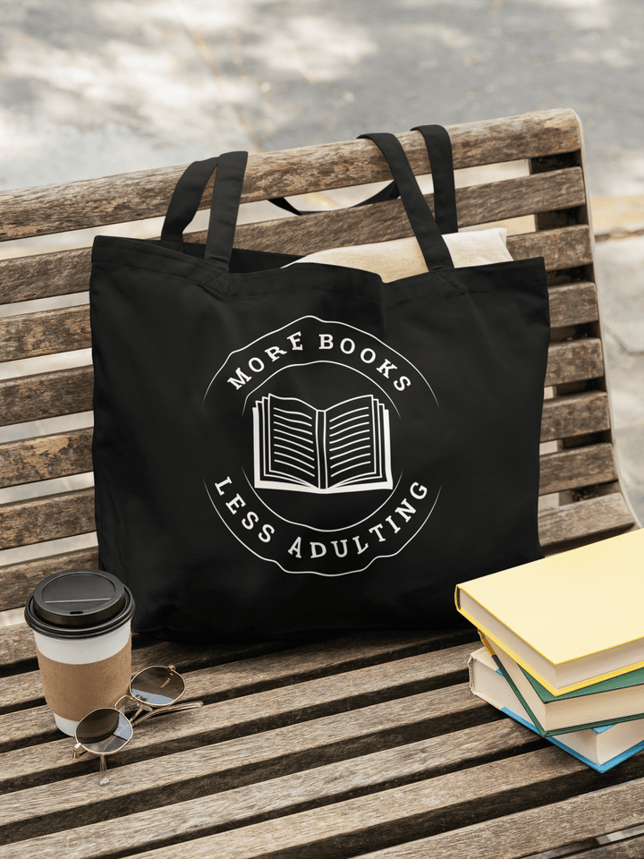 More Books Less Adulting Eco Tote Bag - Milady's Mythical Market