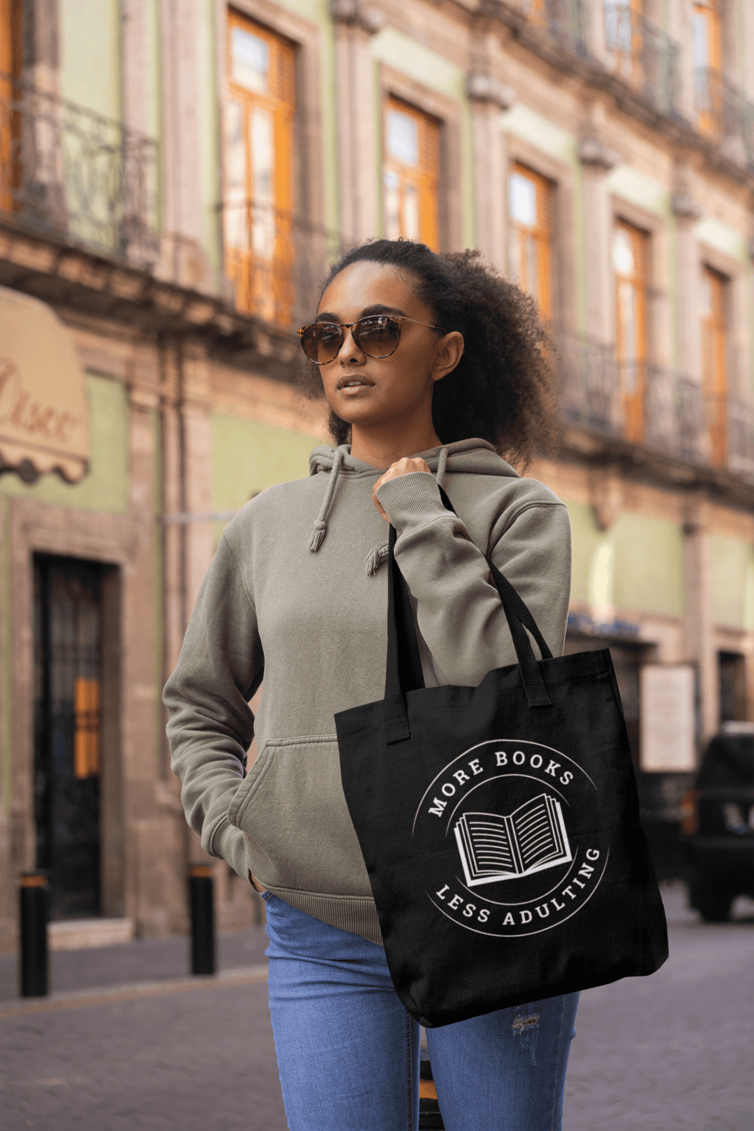 More Books Less Adulting Eco Tote Bag - Milady's Mythical Market