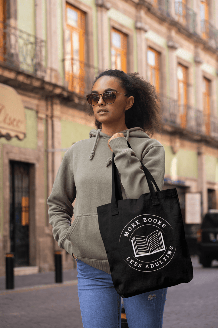More Books Less Adulting Eco Tote Bag - Milady's Mythical Market