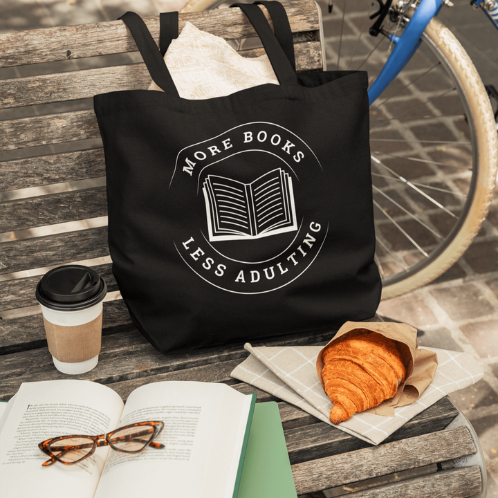 More Books Less Adulting Eco Tote Bag - Milady's Mythical Market