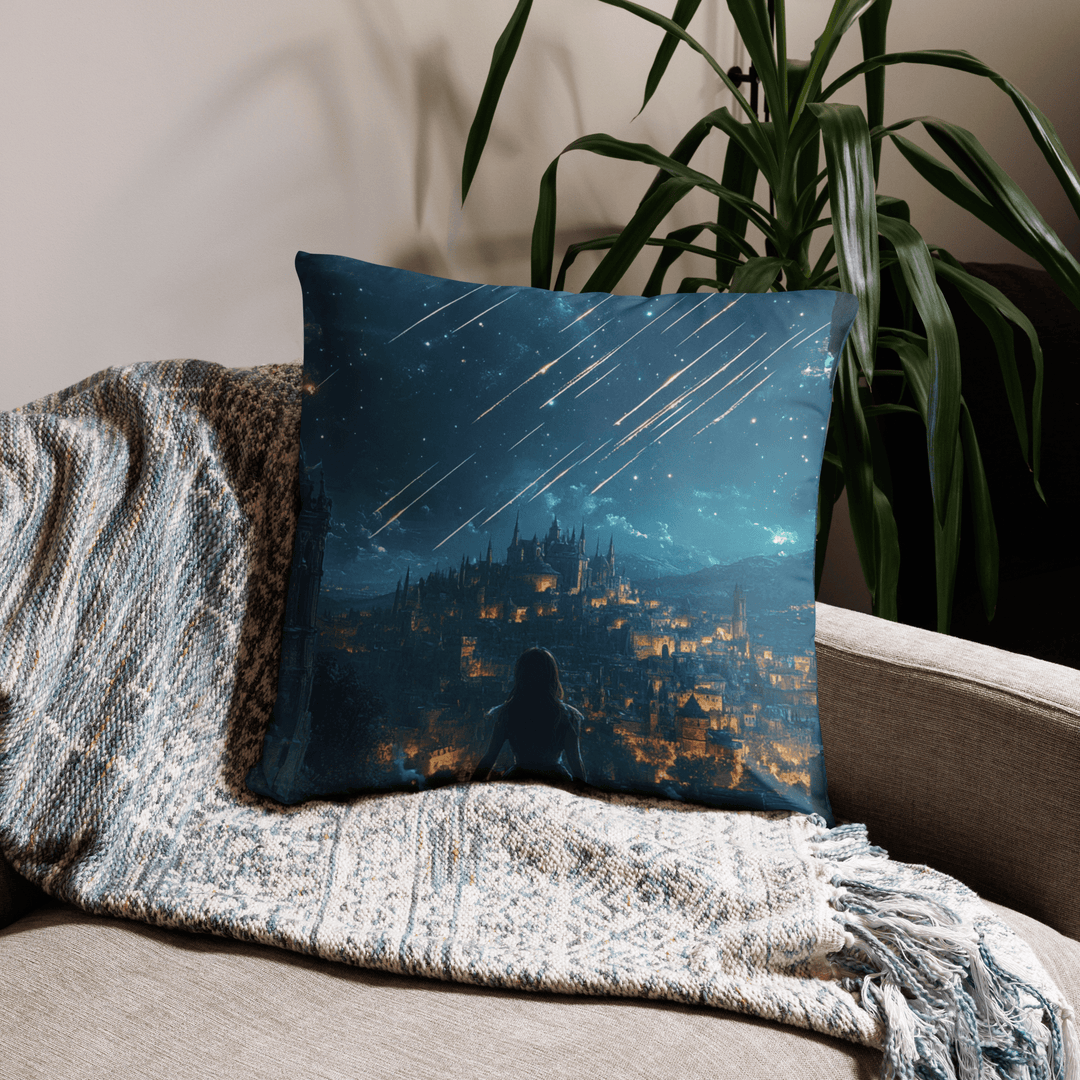 City of Falling Stars Pillow | 22"x22" Oversized Fantasy Throw Pillow - Milady's Mythical Market