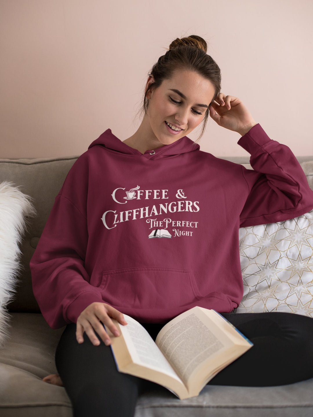 Coffee & Cliffhangers Hoodie - Milady's Mythical Market