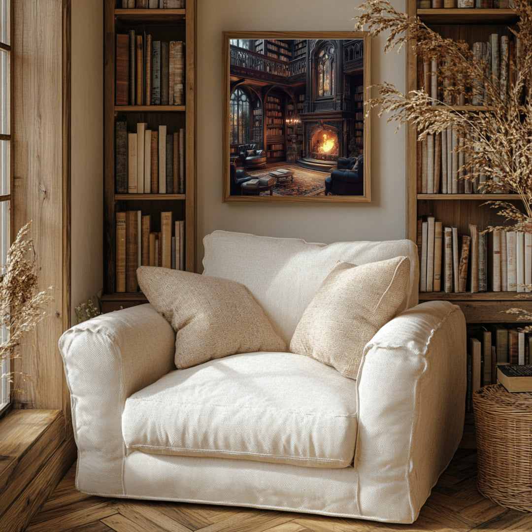 Enchanted Library Retreat Luster Poster - Milady's Mythical Market
