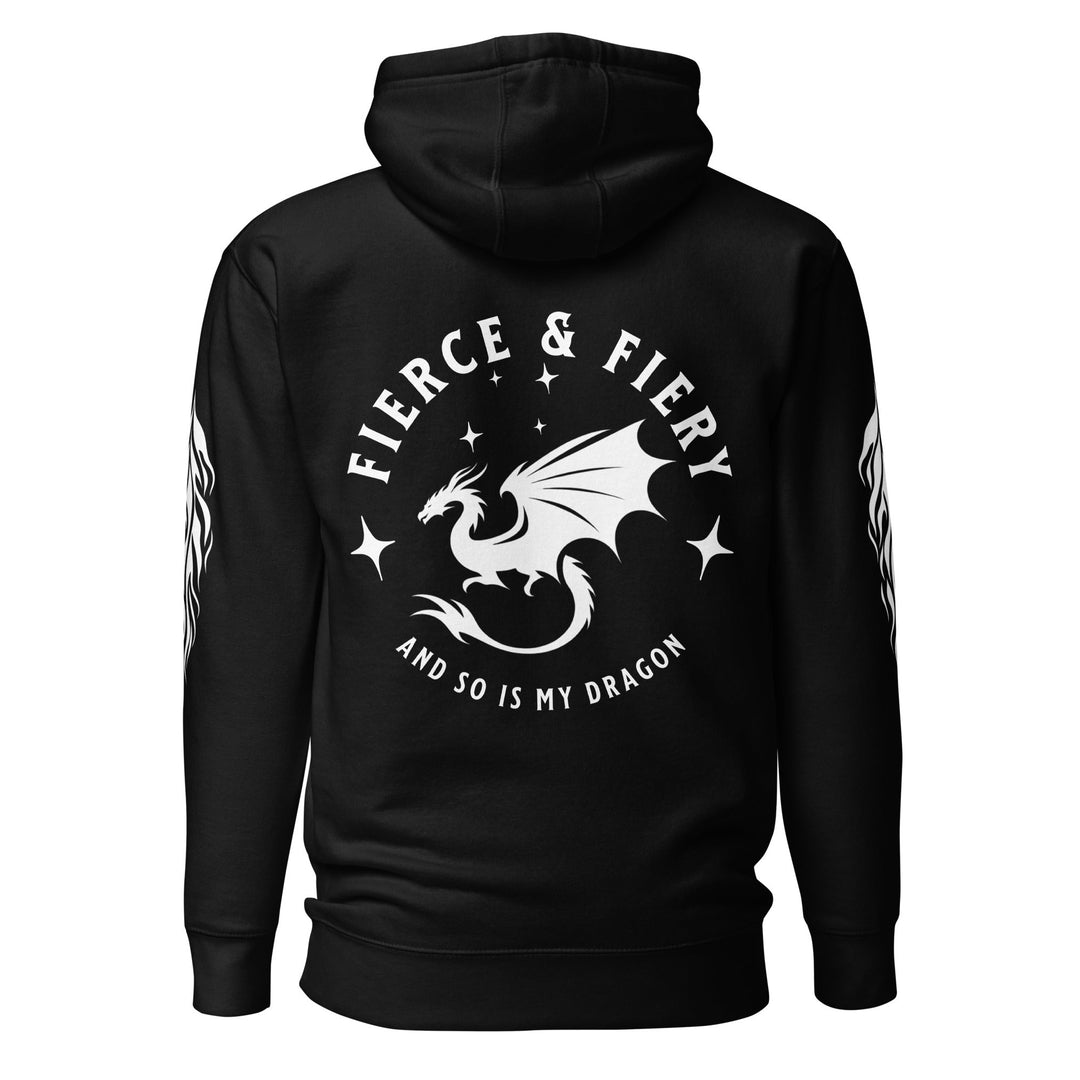 Fierce & Fiery Dragon Premium Hoodie [White logo] - Milady's Mythical Market