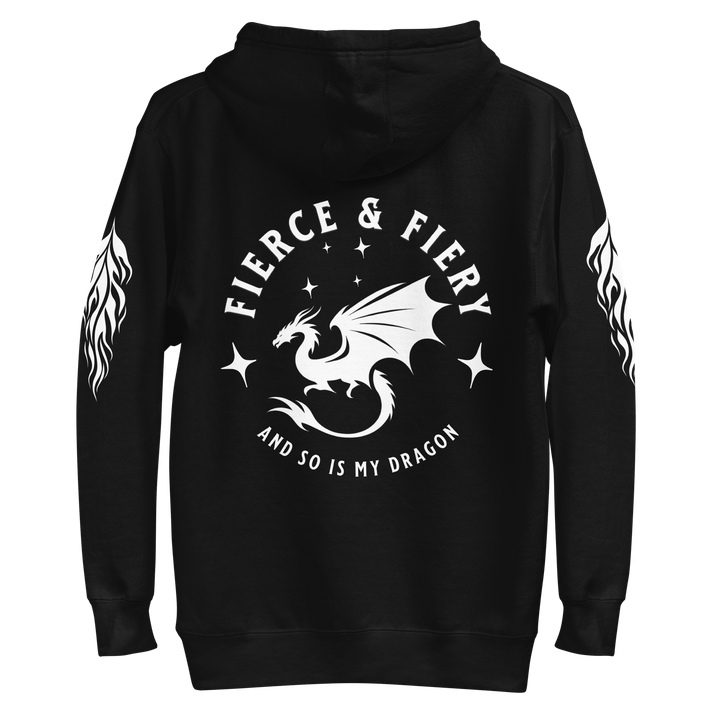Fierce & Fiery Dragon Premium Hoodie [White logo] - Milady's Mythical Market