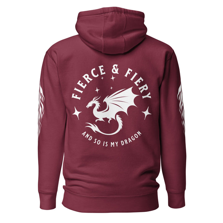 Fierce & Fiery Dragon Premium Hoodie [White logo] - Milady's Mythical Market