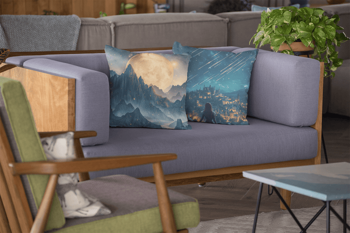 Moonlit Horizons Oversized Pillow | 22"x22" Oversized Fantasy Throw Pillow - Milady's Mythical Market