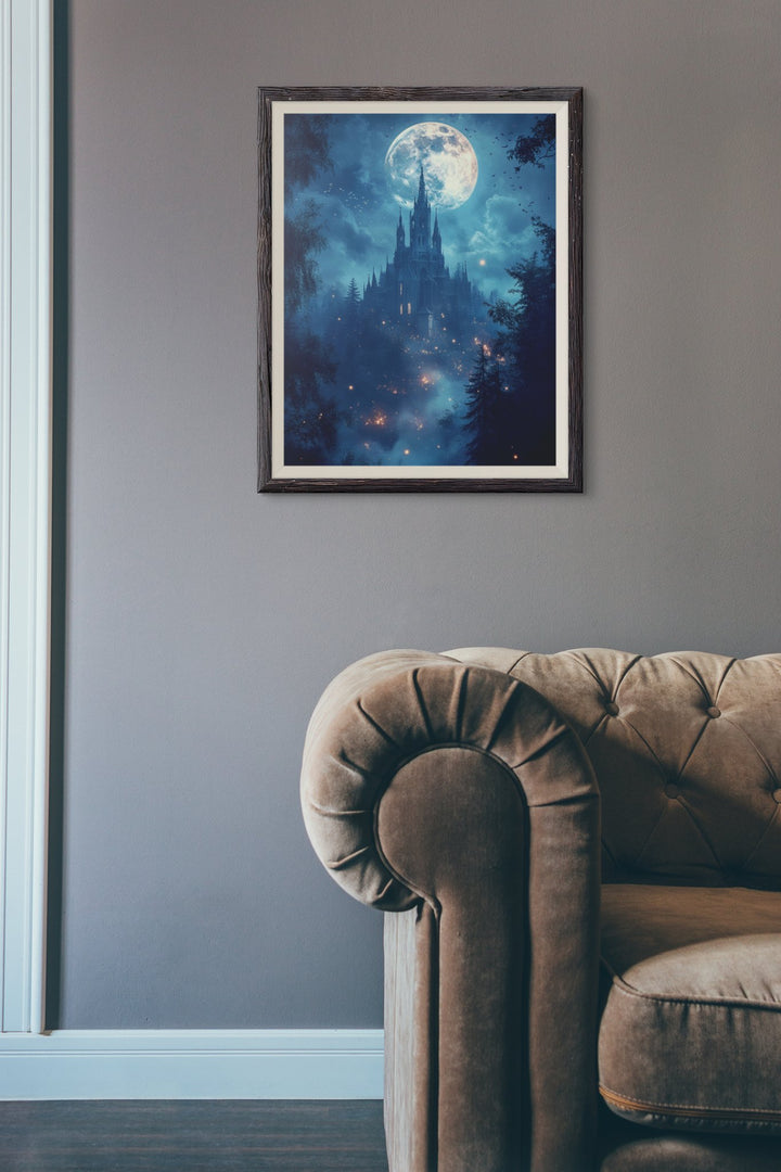 Moonlit Mystical Castle Premium Luster Poster - Milady's Mythical Market