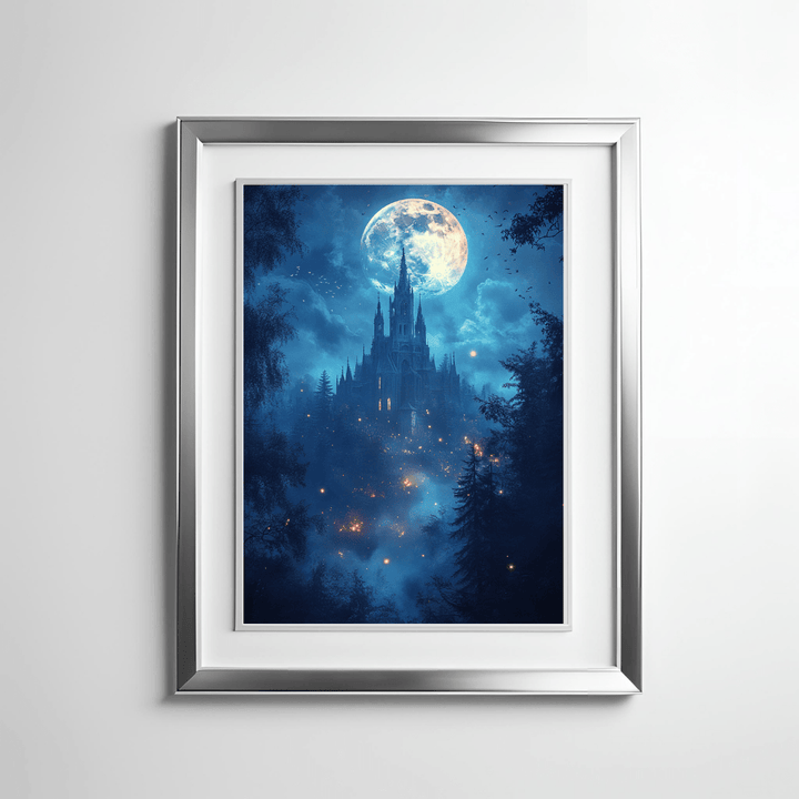 Moonlit Mystical Castle Premium Luster Poster - Milady's Mythical Market