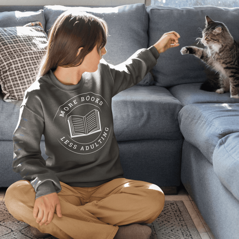 More Books Less Adulting Crewneck Sweatshirt - Read Til Dawn