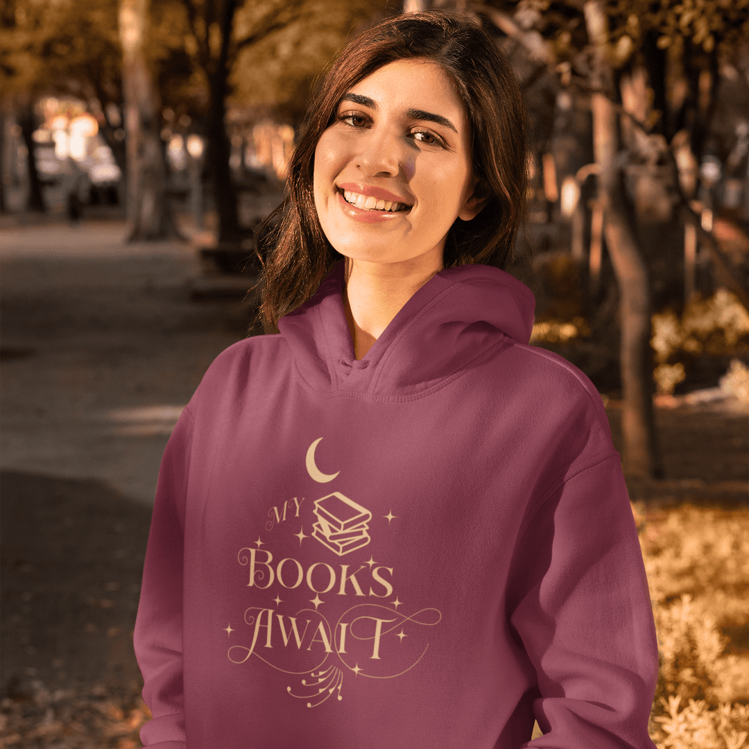 My Books Await Premium Hoodie - Read Til Dawn