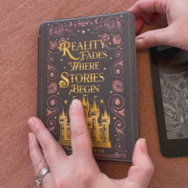 Reality Fades Where Stories Begin Kindle Case